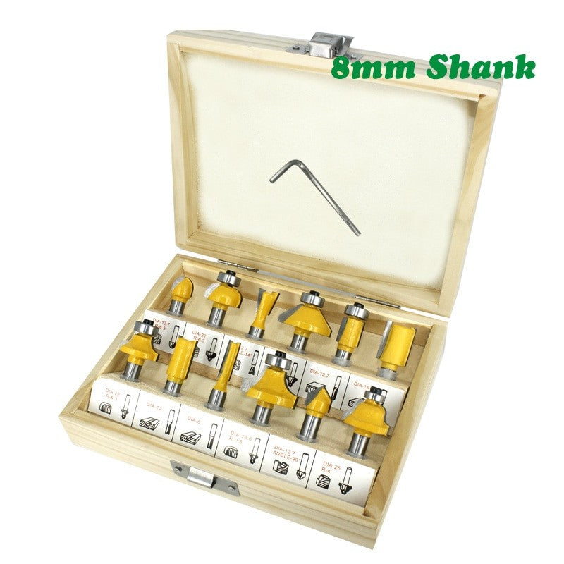 8mm Shank - Router Bits Sets - 12 pcs