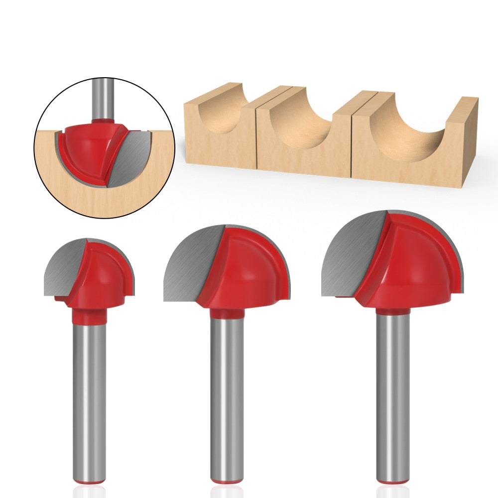 6mm Shank - Round Nose Cove Core Box Router Bits