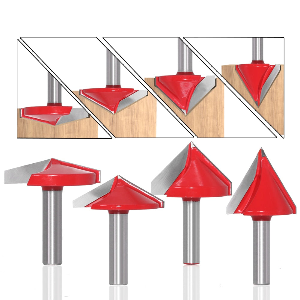 8mm Shank -  V End Mill 3D Router Bits for 60, 90, 120, 150 Degrees