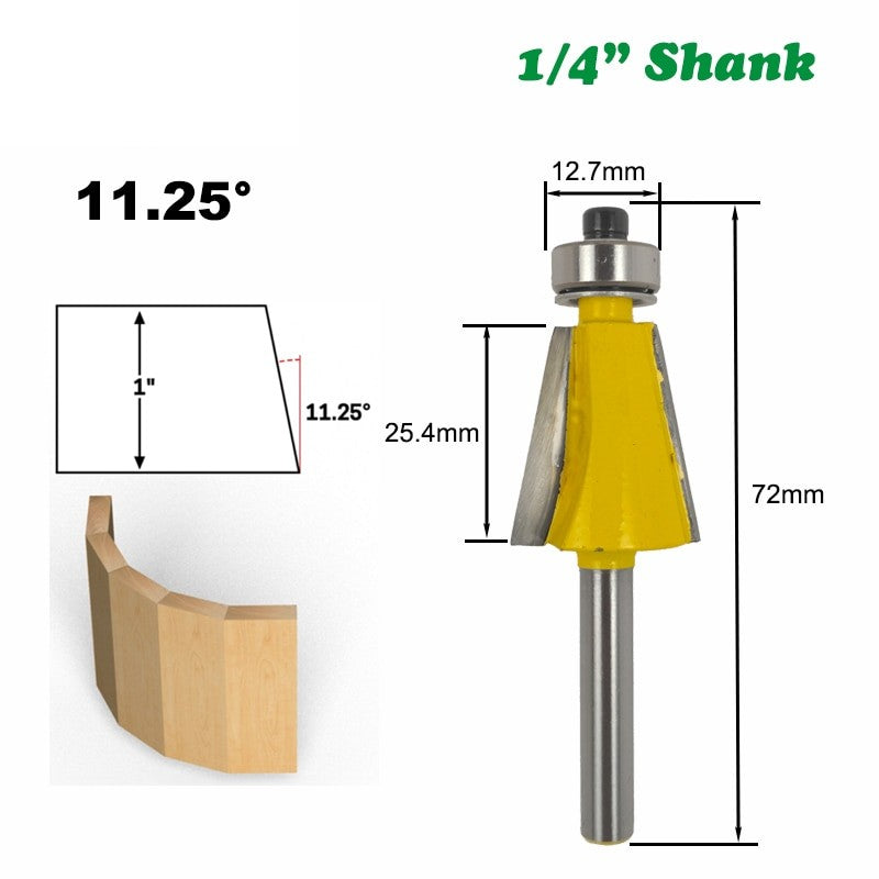 1/4 inch Shank - 11.25 Degree - Chamfer Bevel Edging Router Bit