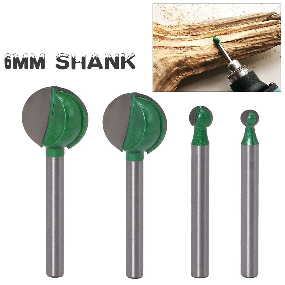 6mm or 3mm Shank - Ball Nose Round Cove Router Bits