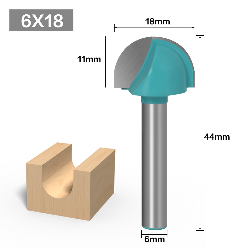 6mm Shank - Round Nose Cove Core Box Router Bits