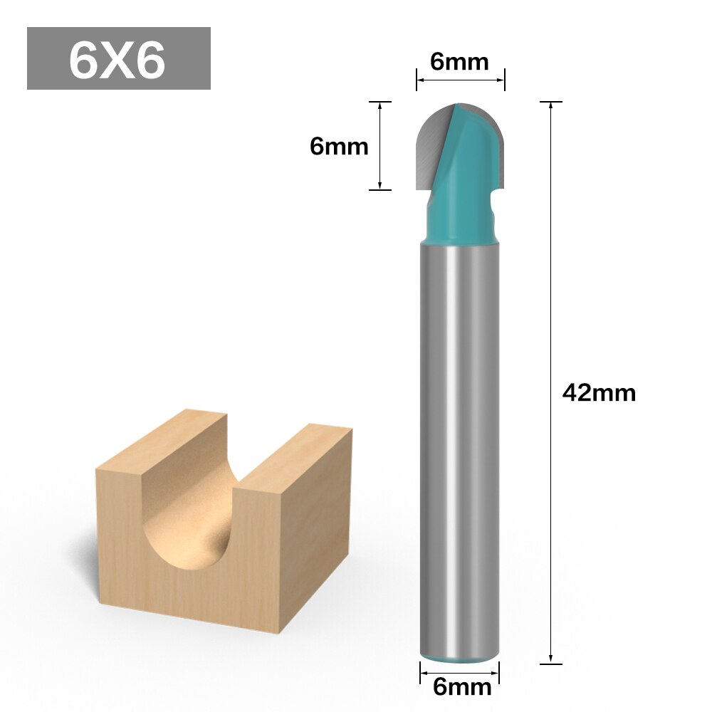 6mm Shank - Round Nose Cove Core Box Router Bits