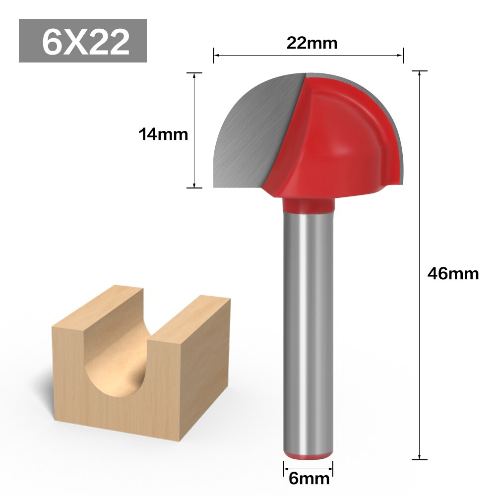 6mm Shank - Round Nose Cove Core Box Router Bits
