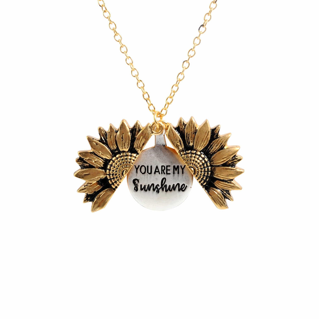 Sunflower Locket -Vintage Sunflower Locket "You Are My Sunshine" - Emerald Seaside