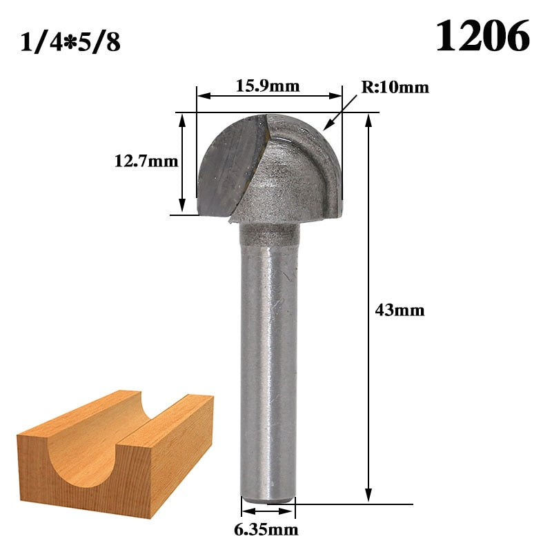 12.7mm or 6.35mm Shank -  Double Edging Cove Router Bits