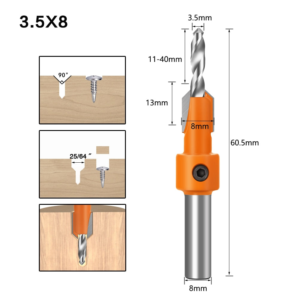 8mm Shank - HSS Countersink Router Bit