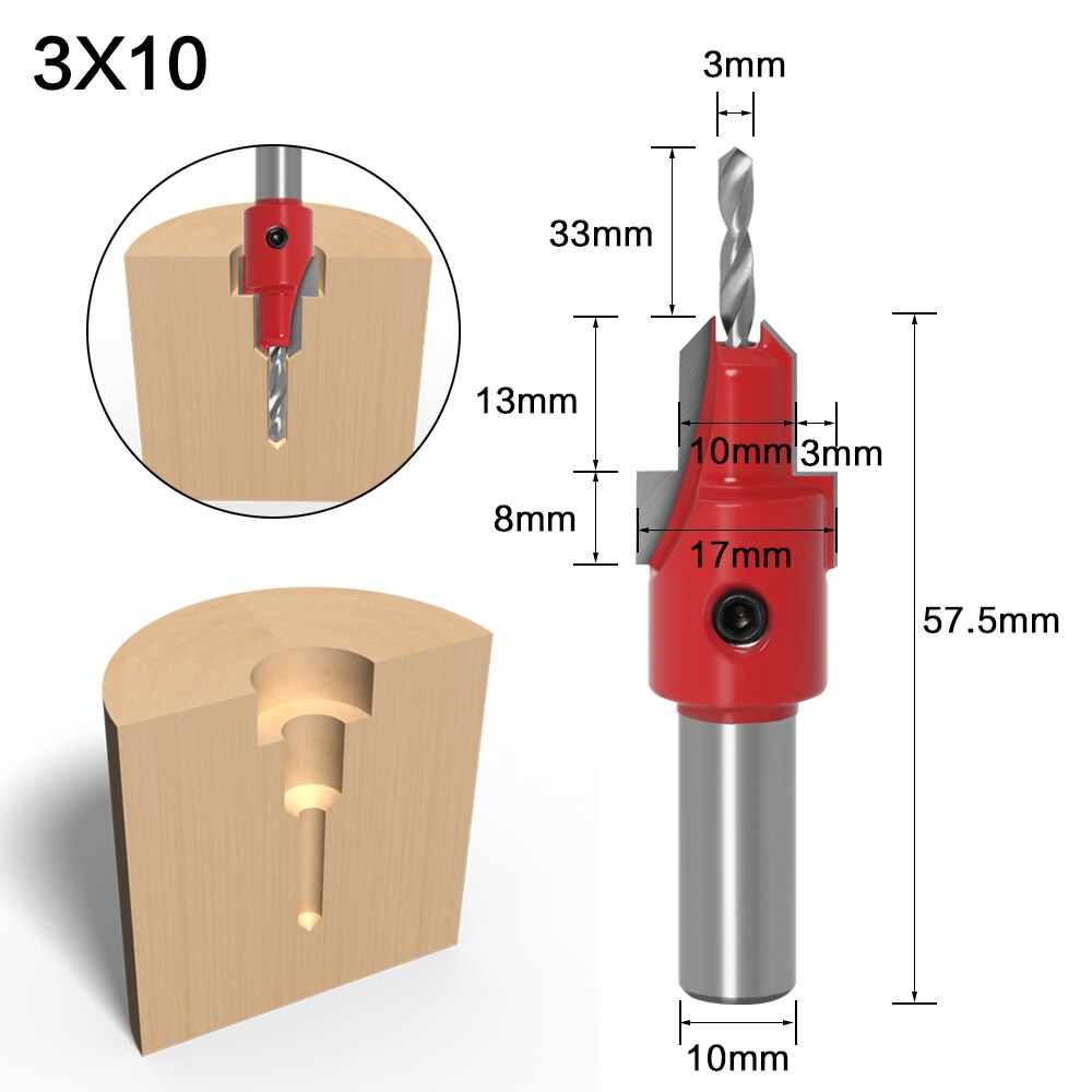 10mm Shank - HSS Countersink Router Bit