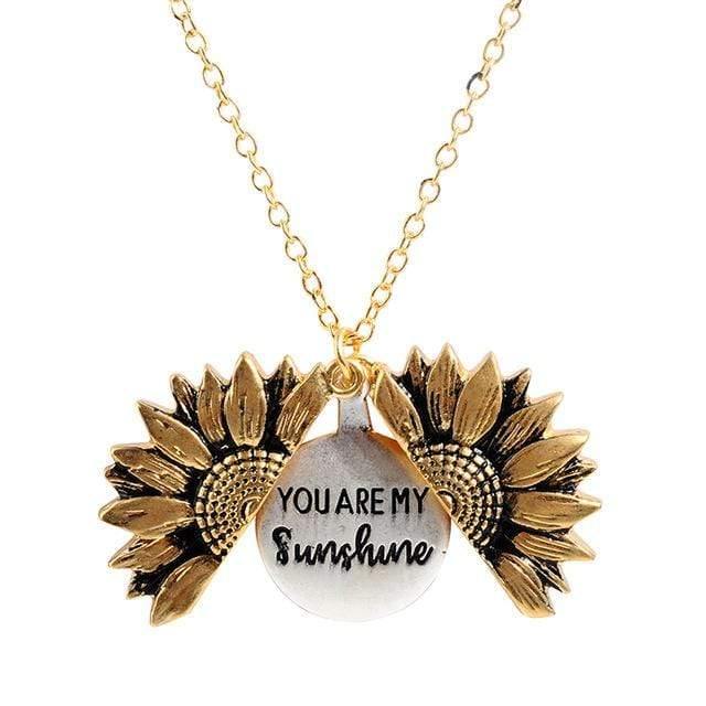 Sunflower Locket -Vintage Sunflower Locket "You Are My Sunshine" - Emerald Seaside