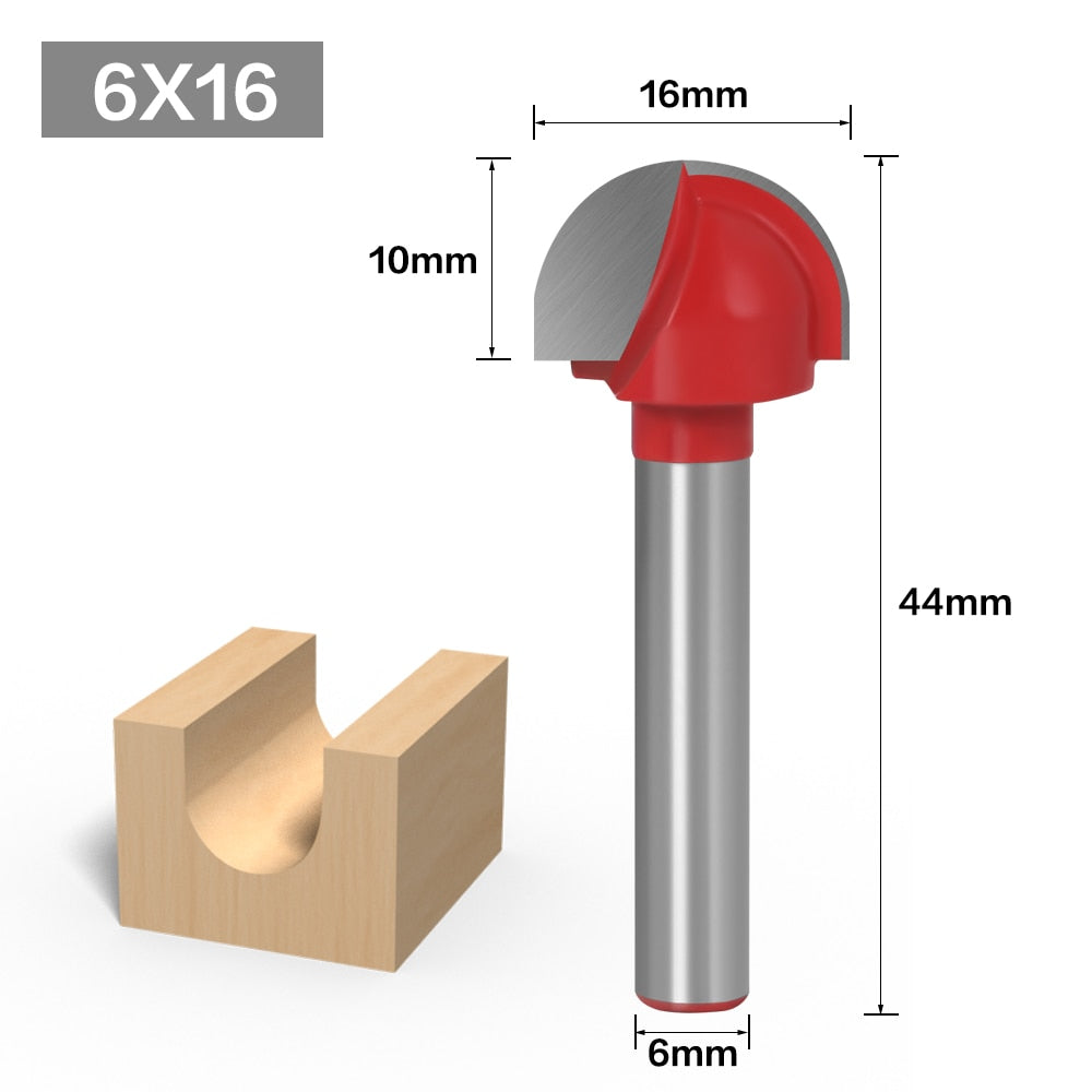 6mm Shank - Round Nose Cove Core Box Router Bits