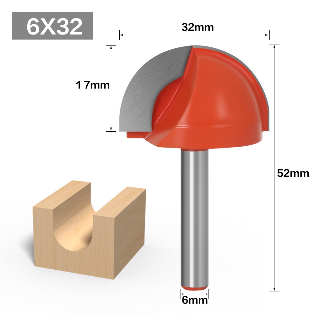 6mm Shank - Round Nose Cove Core Box Router Bits