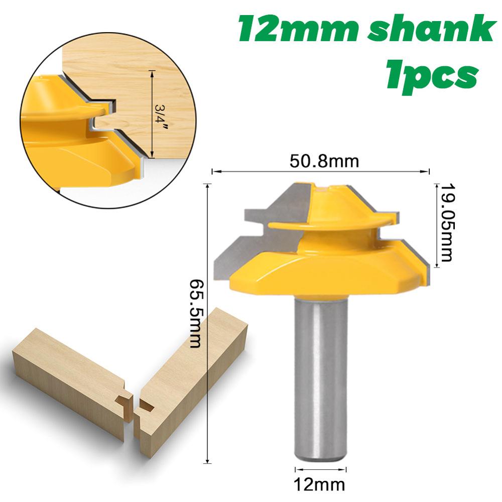 12mm or 12.7mm Shank -  Tongue & Groove Joint Assembly Router Bit Set With 45 Degree Lock Miter