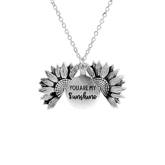 Sunflower Locket -Vintage Sunflower Locket "You Are My Sunshine" - Emerald Seaside