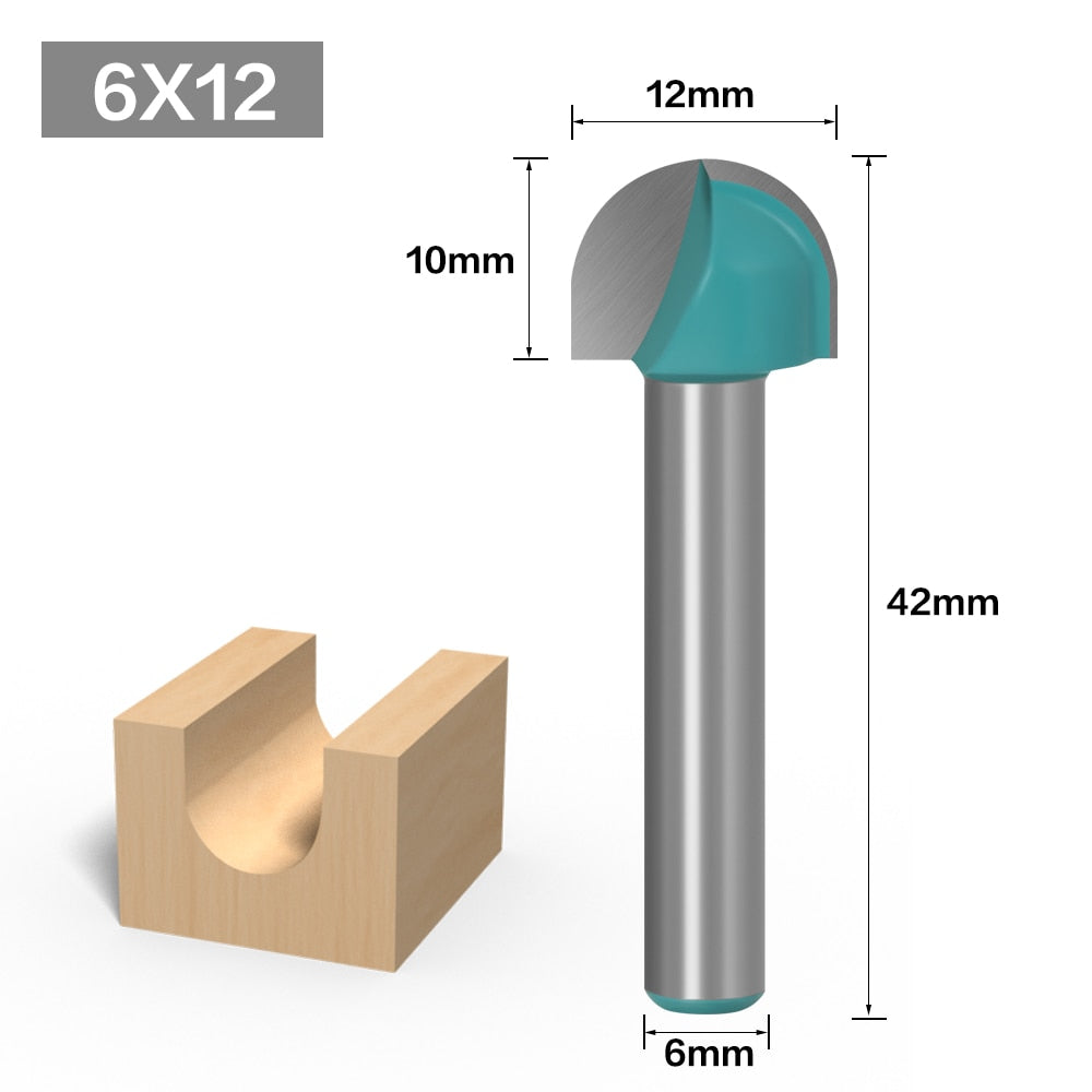 6mm Shank - Round Nose Cove Core Box Router Bits