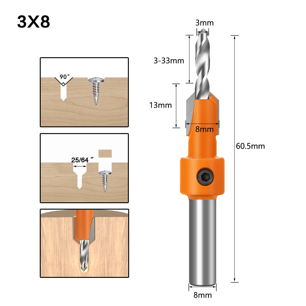 8mm Shank - HSS Countersink Router Bit