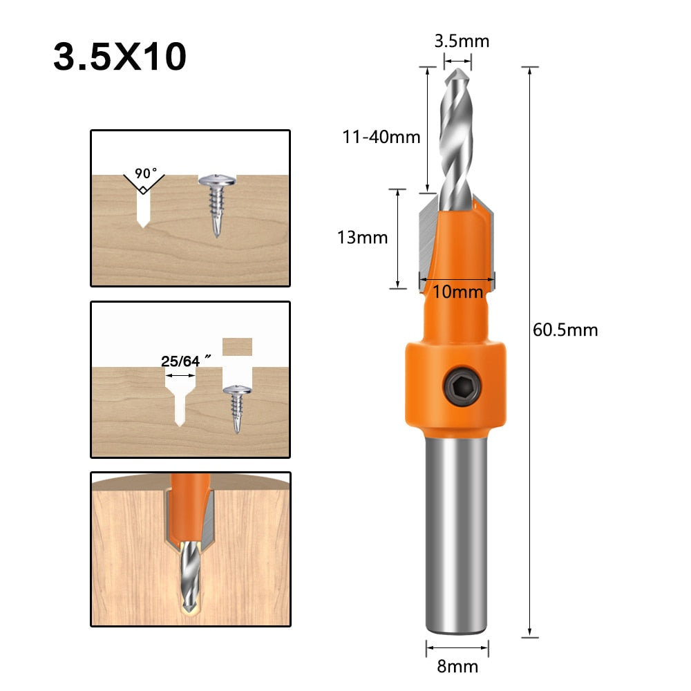 8mm Shank - HSS Countersink Router Bit