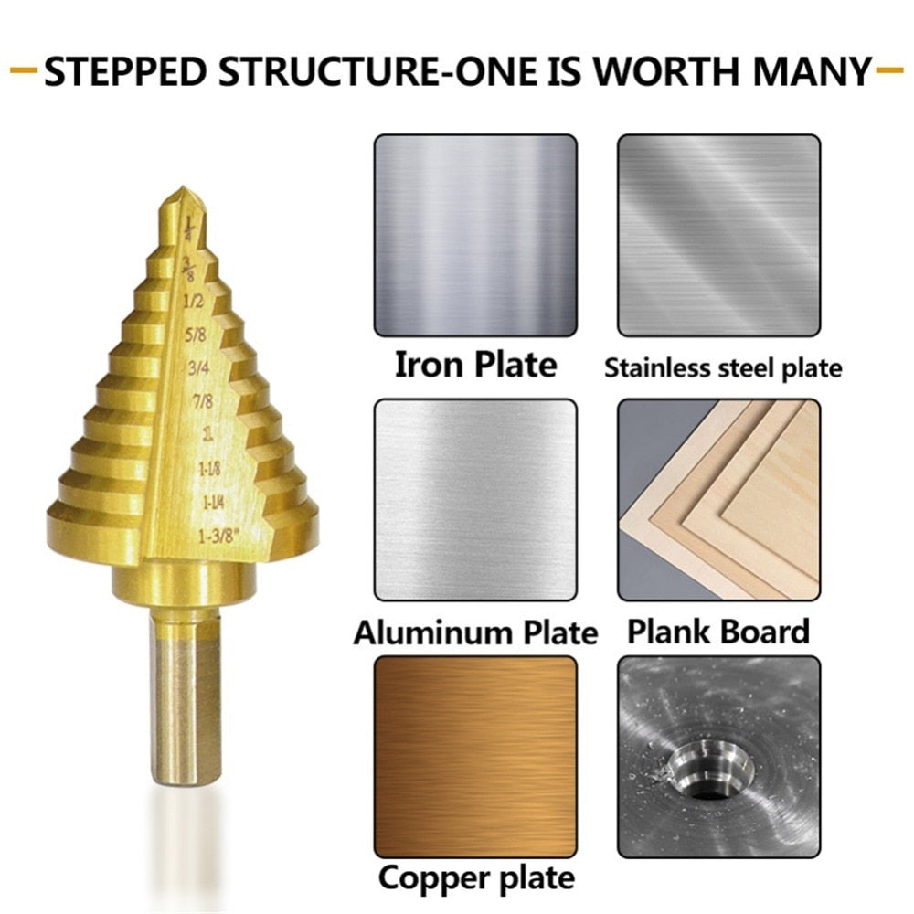 HSS Titanium High Speed Steel Cobalt Step Drill Set