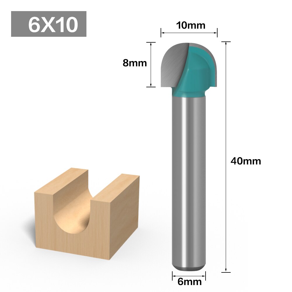 6mm Shank - Round Nose Cove Core Box Router Bits