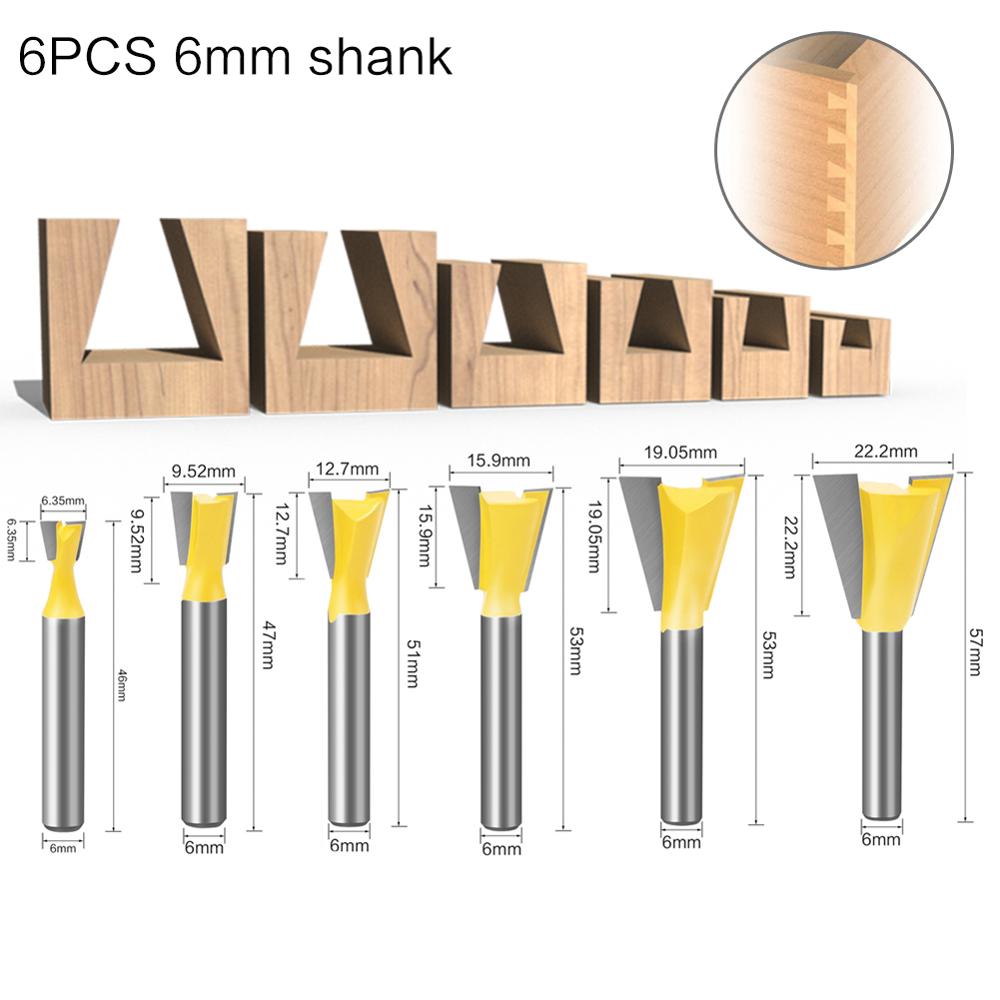 6mm or 6.35mm Shank - Dovetail Joint Router Bits Set