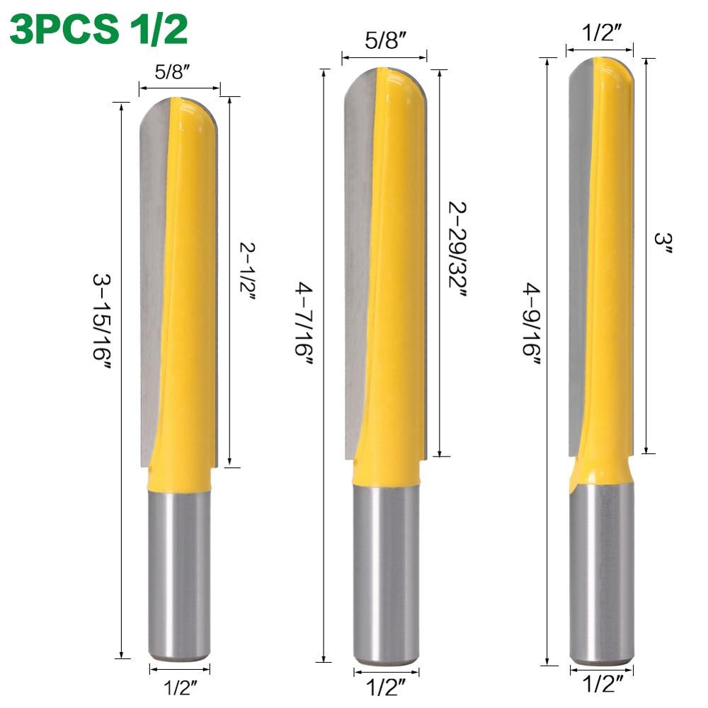 12mm or 12.7mm Shank - Long Round Blade Nose End Mill Router Bits