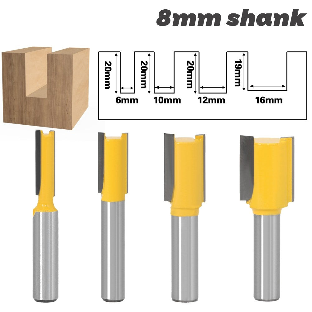 8mm Shank - Straight/Dado Router Bit - 3/8"W x20"H
