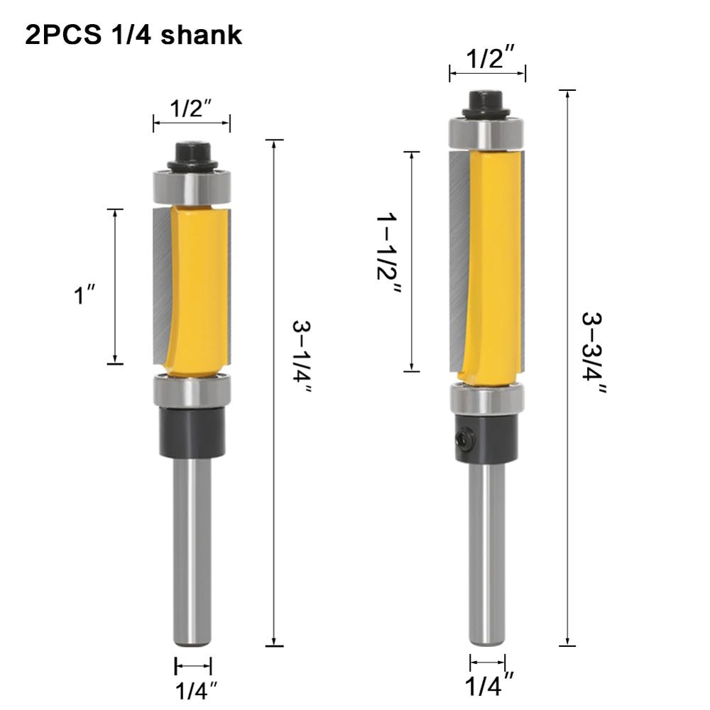 6mm or 6.35mm Shank - Template/Trim Router Bit, with 2" Long Routing Cutters