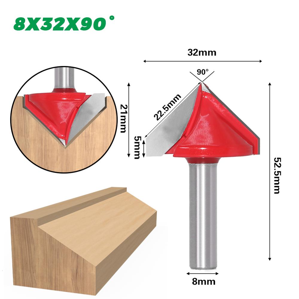 8mm Shank -  V End Mill 3D Router Bits for 60, 90, 120, 150 Degrees