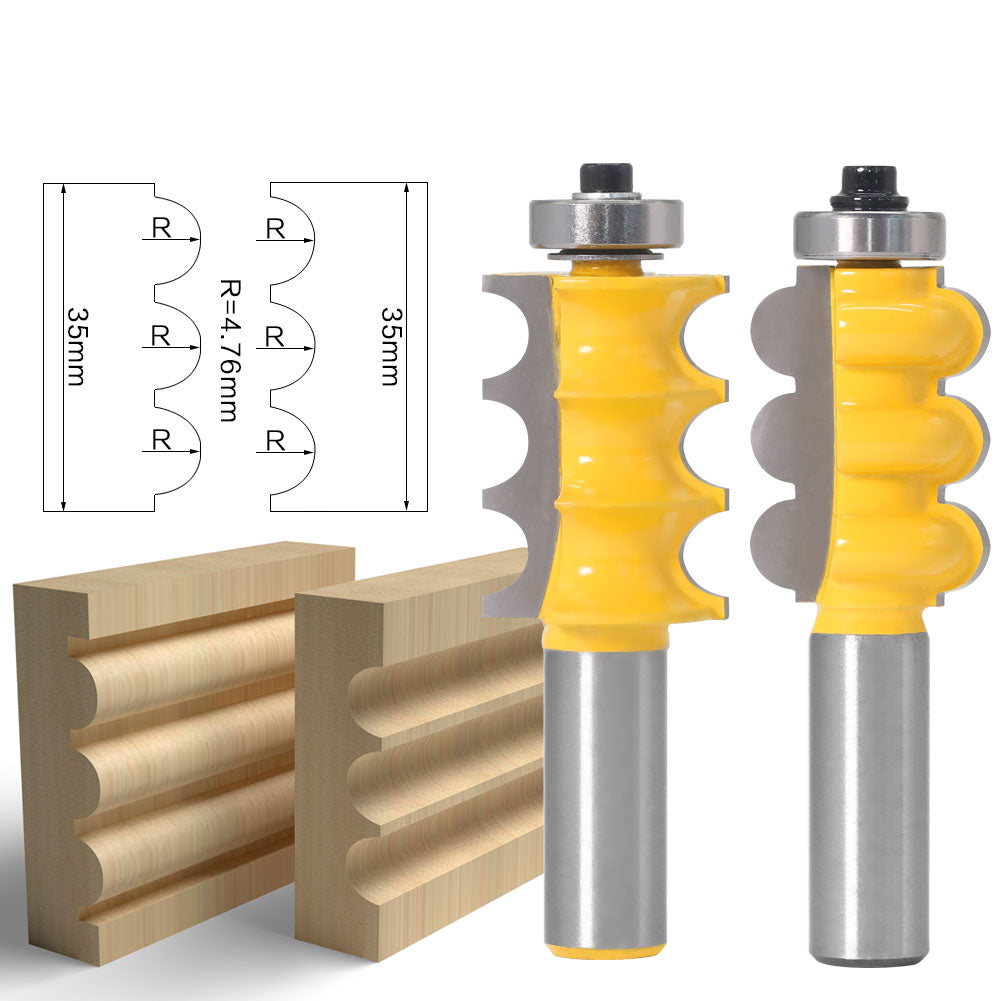 12mm or 12.7mm Shank - Triple Bead Column Molding Router Bit