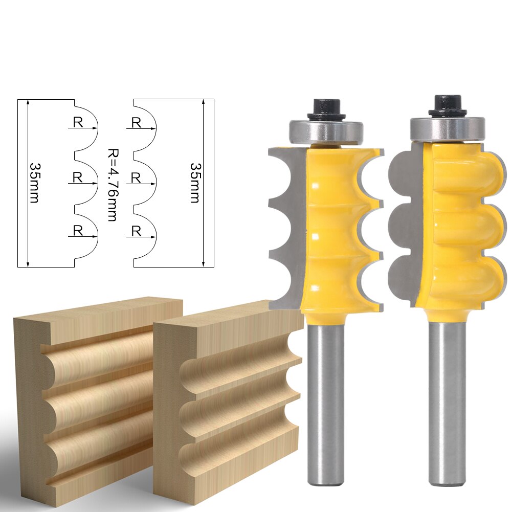 8mm Shank - Triple Bead and Triple Flute Router Bit