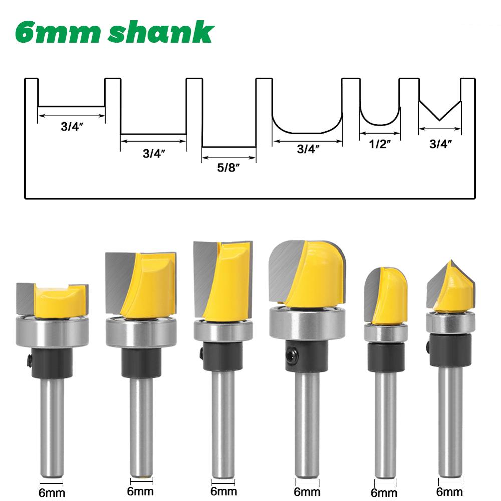 6mm or 6.35mm Shank - Straight Router Bit with Bearing Hinge
