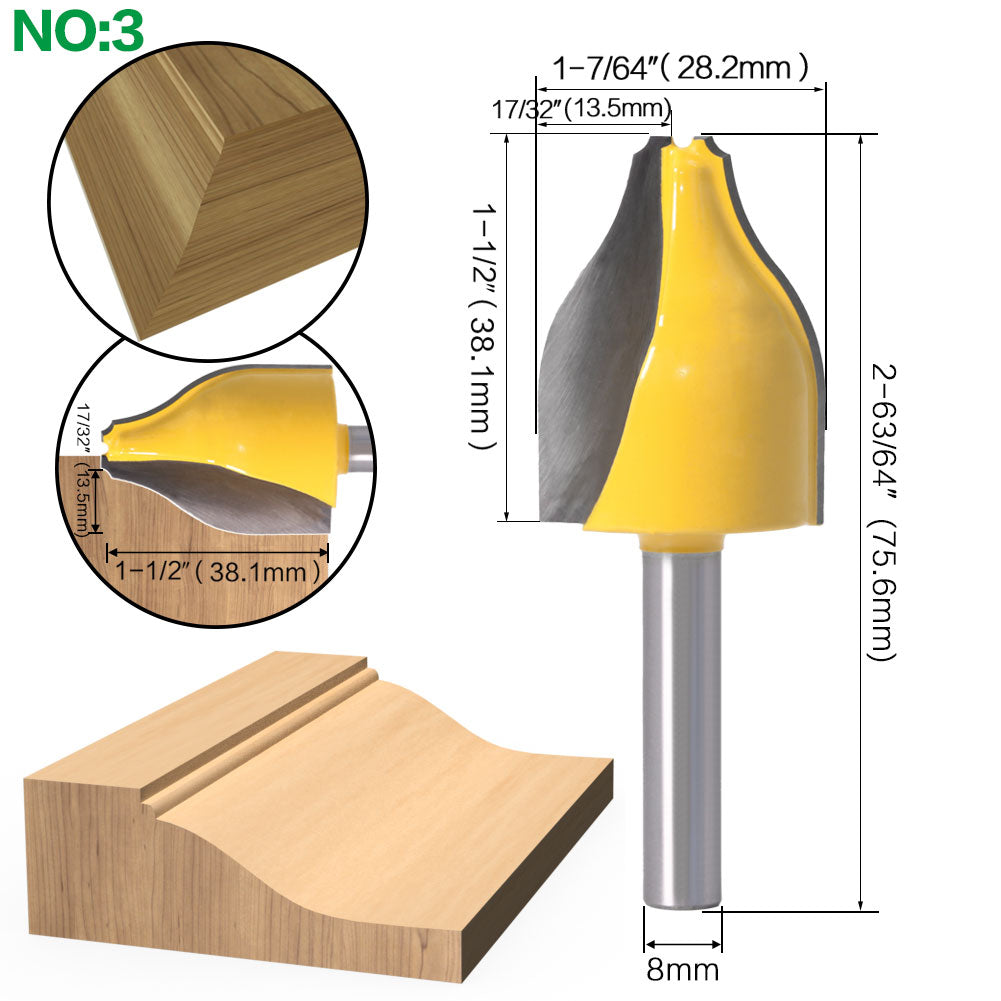 8mm Shank - Panel Raiser - Vertical - Ogee Bead Router Bit