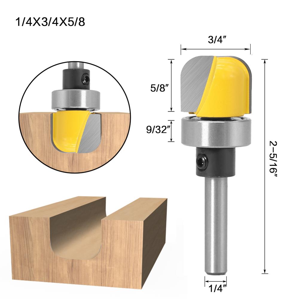 6mm or 6.35mm Shank - Straight Router Bit with Bearing Hinge