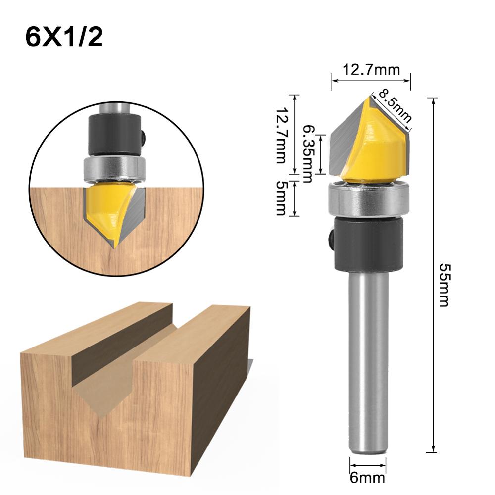 6mm or 6.35mm Shank - Straight Router Bit with Bearing Hinge