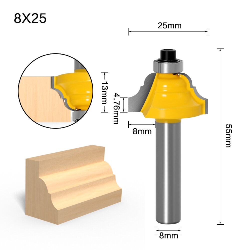 8mm Shank - Double Roman Ogee Edging - Dovetail Router Bit