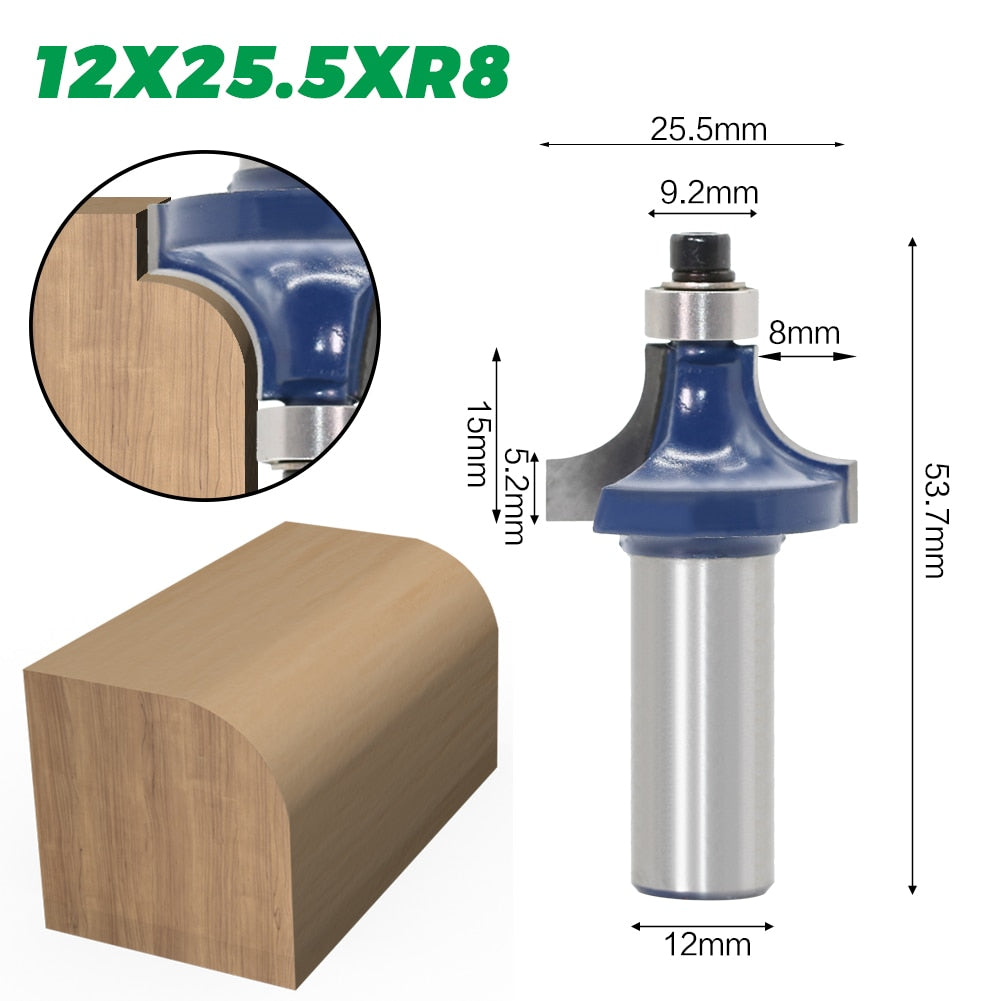 12mm Shank - Corner Round Over Router Bit with Bearing