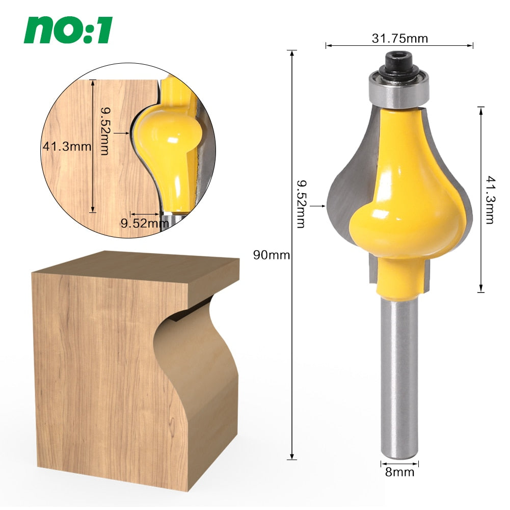 8mm Shank - Thumbnail & Beaded Handrail Router Bit