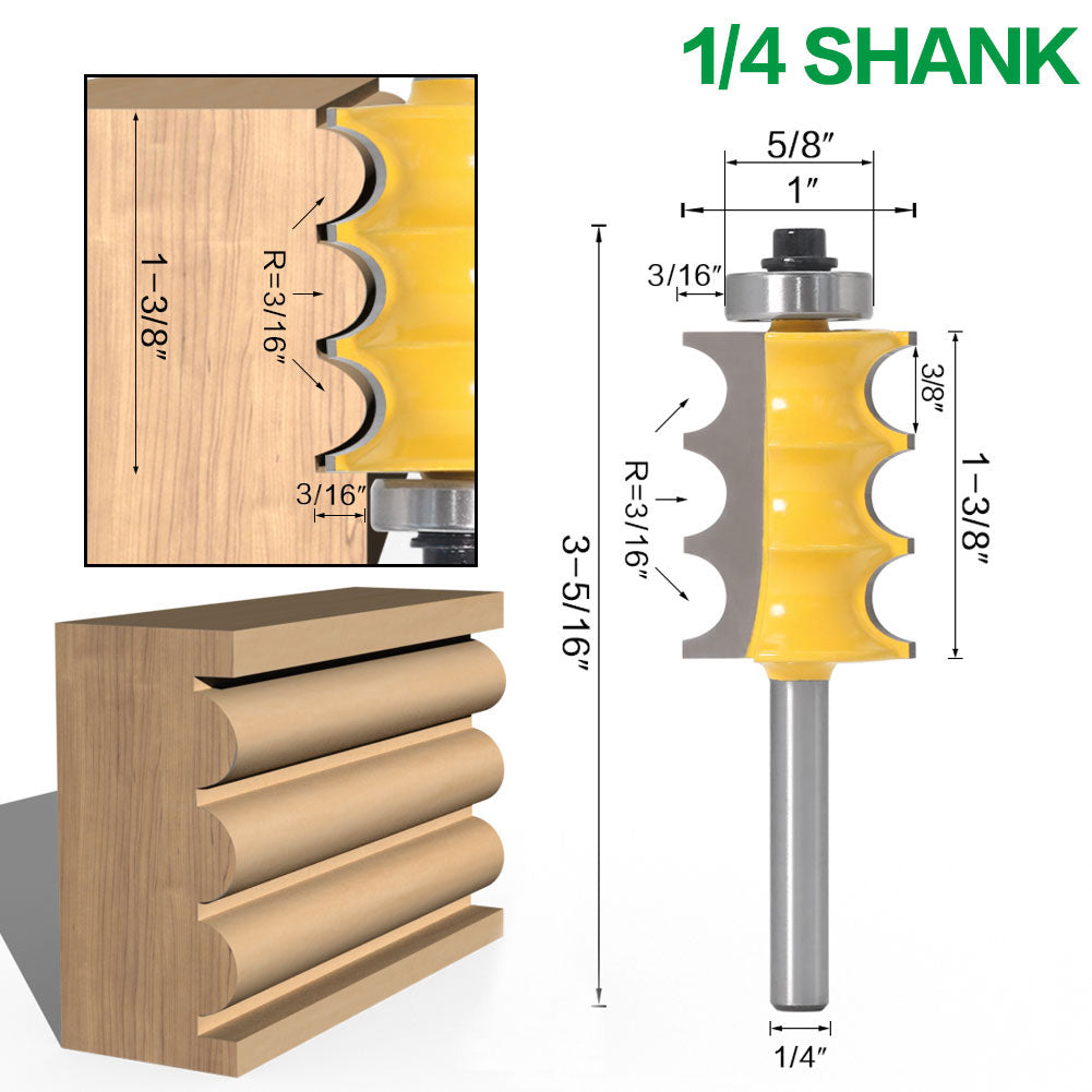 6mm or 6.35mm Shank - Bead Column Molding Router Bit