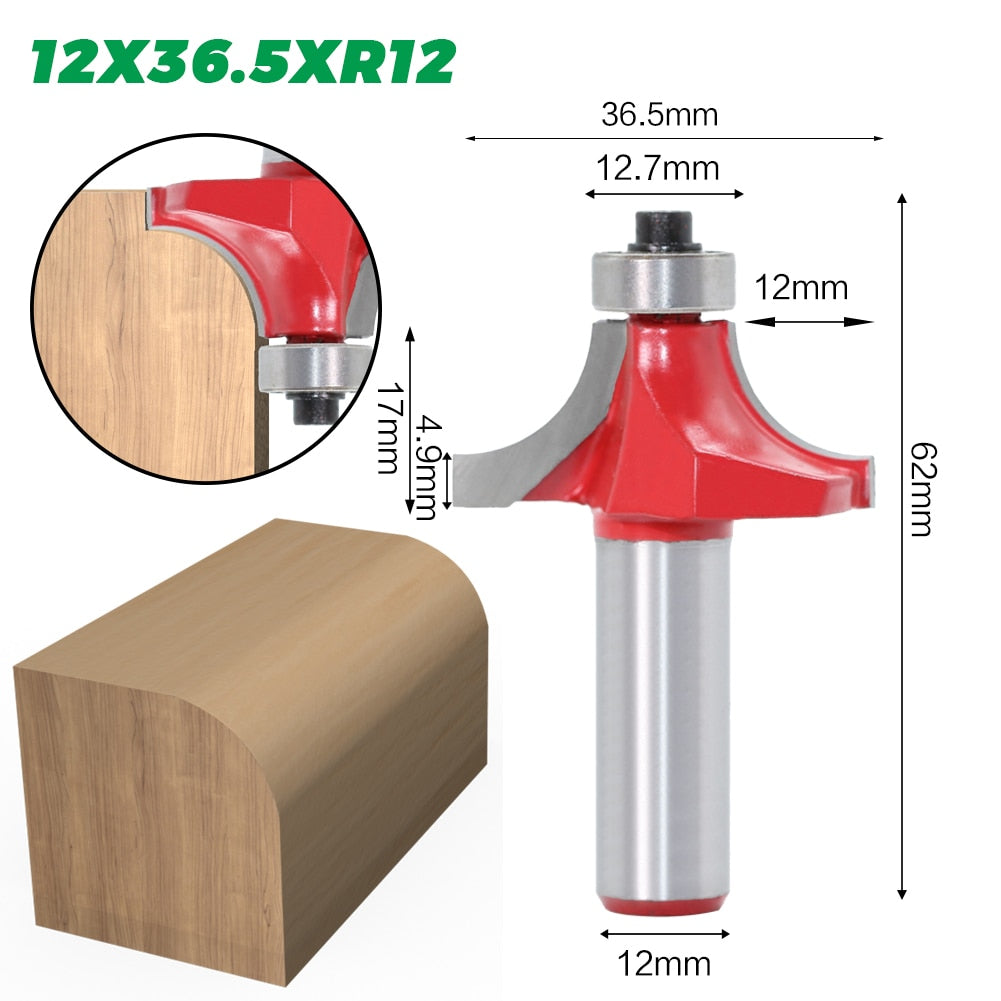 12mm Shank - Corner Round Over Router Bit with Bearing