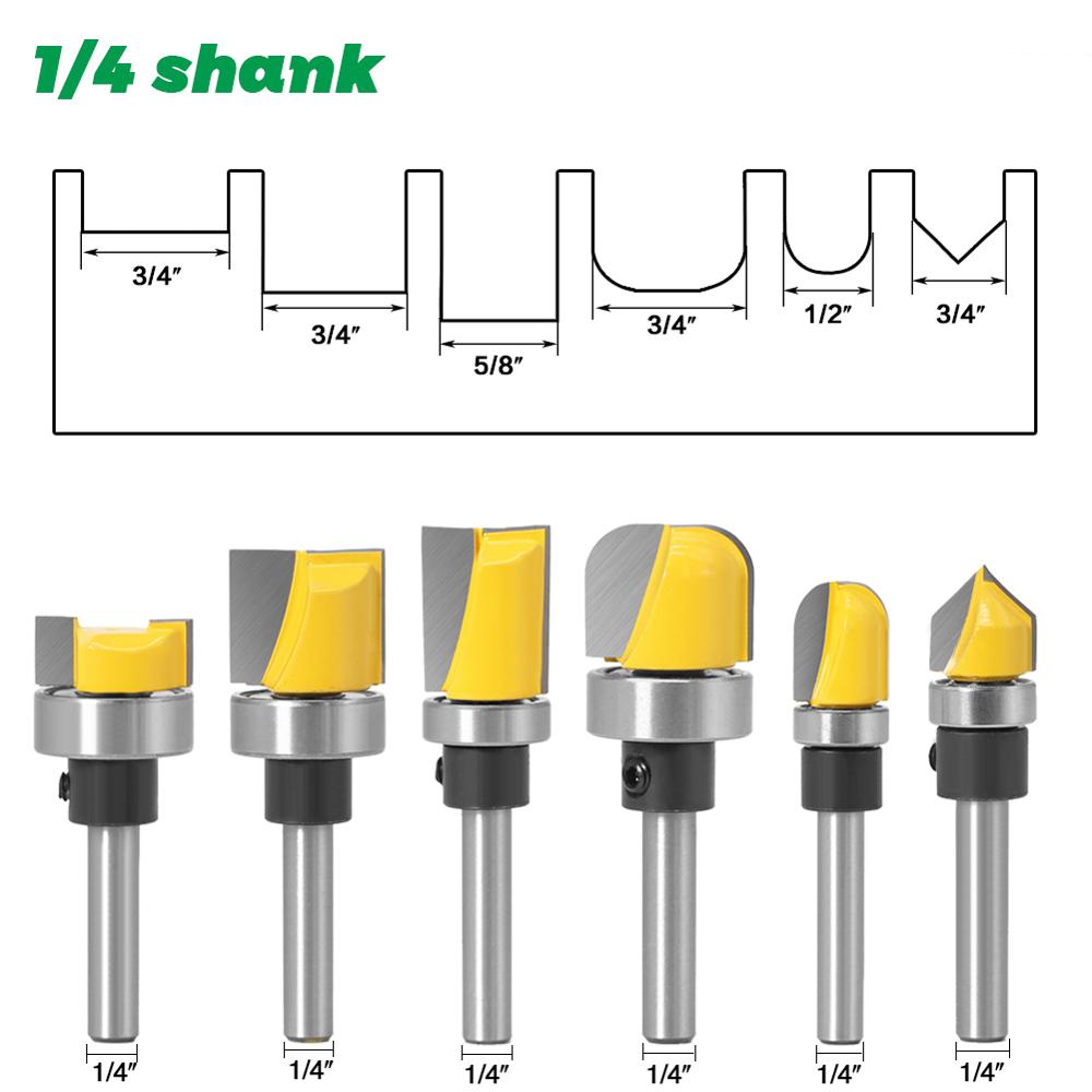 6mm or 6.35mm Shank - Straight Router Bit with Bearing Hinge