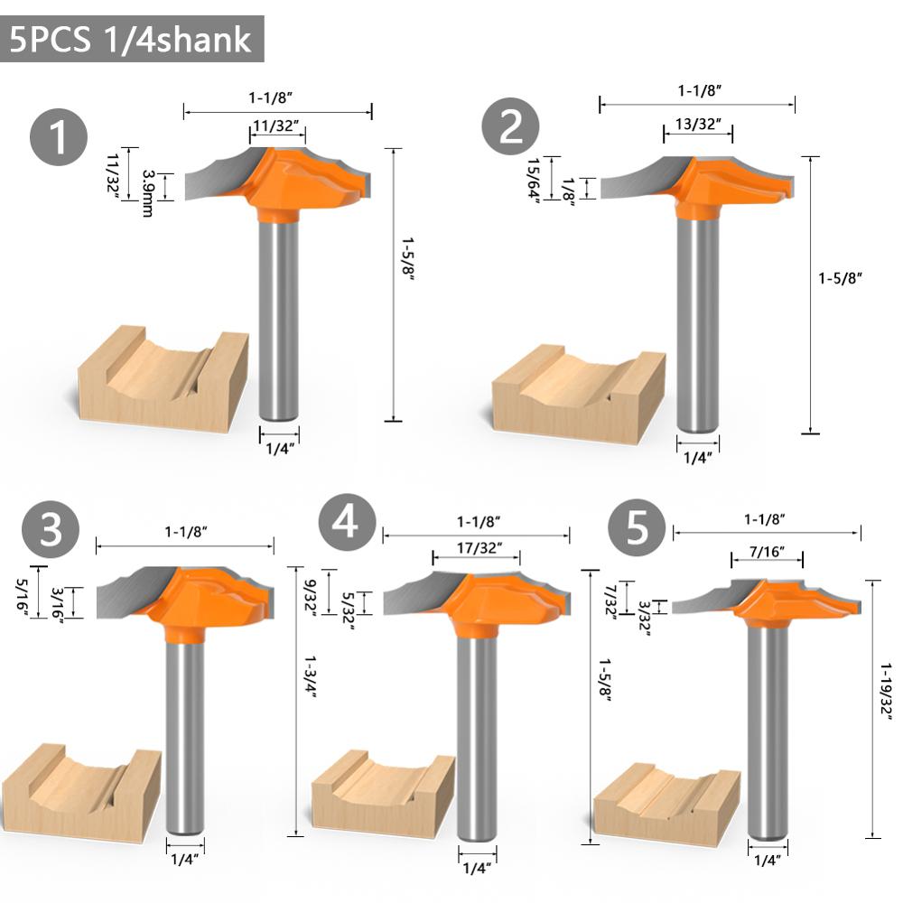 6mm or 6.35mm Shank - Door Engraving - Door Frame Lace Router Bits