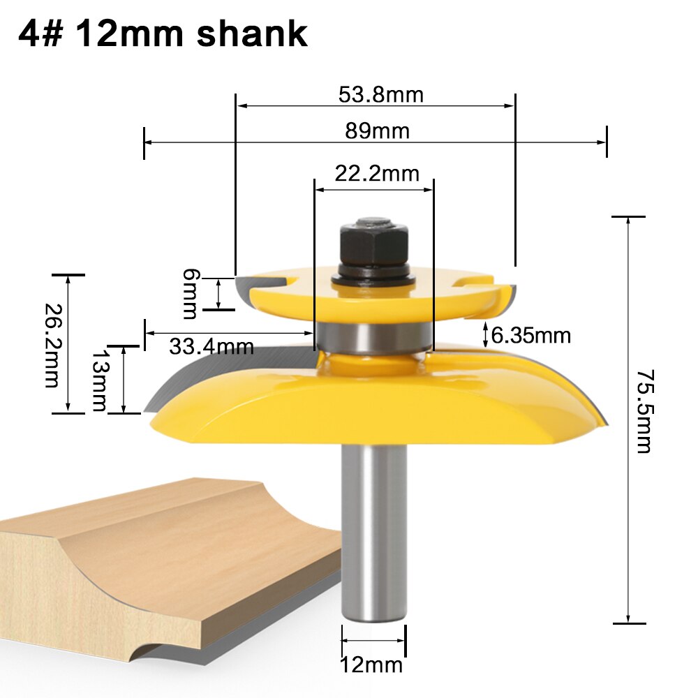 12mm or 12.7mm Shank - Raised Panel Router Bit with Back cutter
