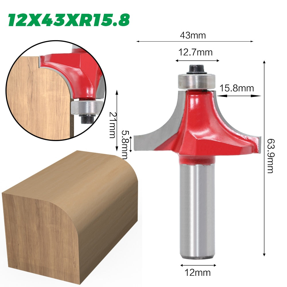 12mm Shank - Corner Round Over Router Bit with Bearing