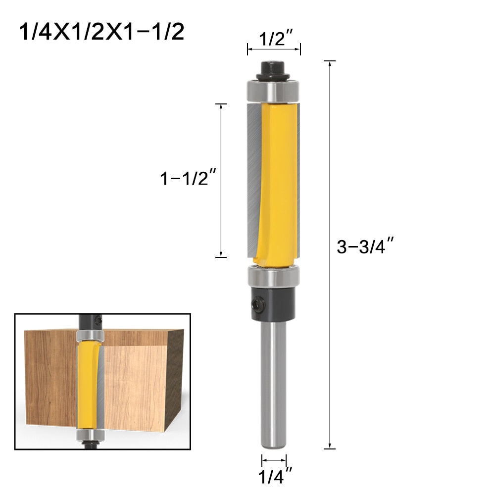6mm or 6.35mm Shank - Template/Trim Router Bit, with 2" Long Routing Cutters