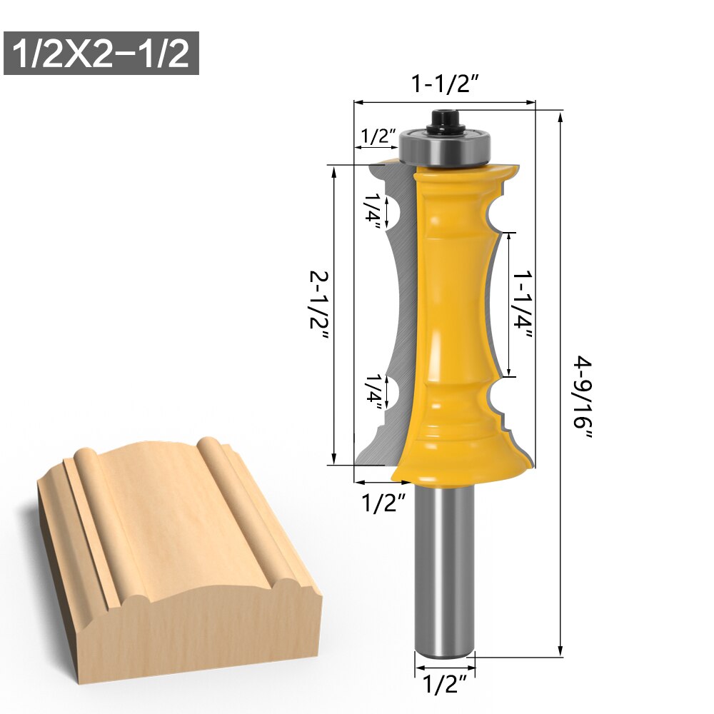 12mm or 12.7mm Shank -  Mitered Door & Drawer Molding Router Bit