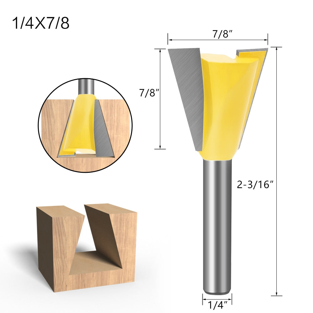 6mm or 6.35mm Shank - Dovetail Joint Router Bits Set