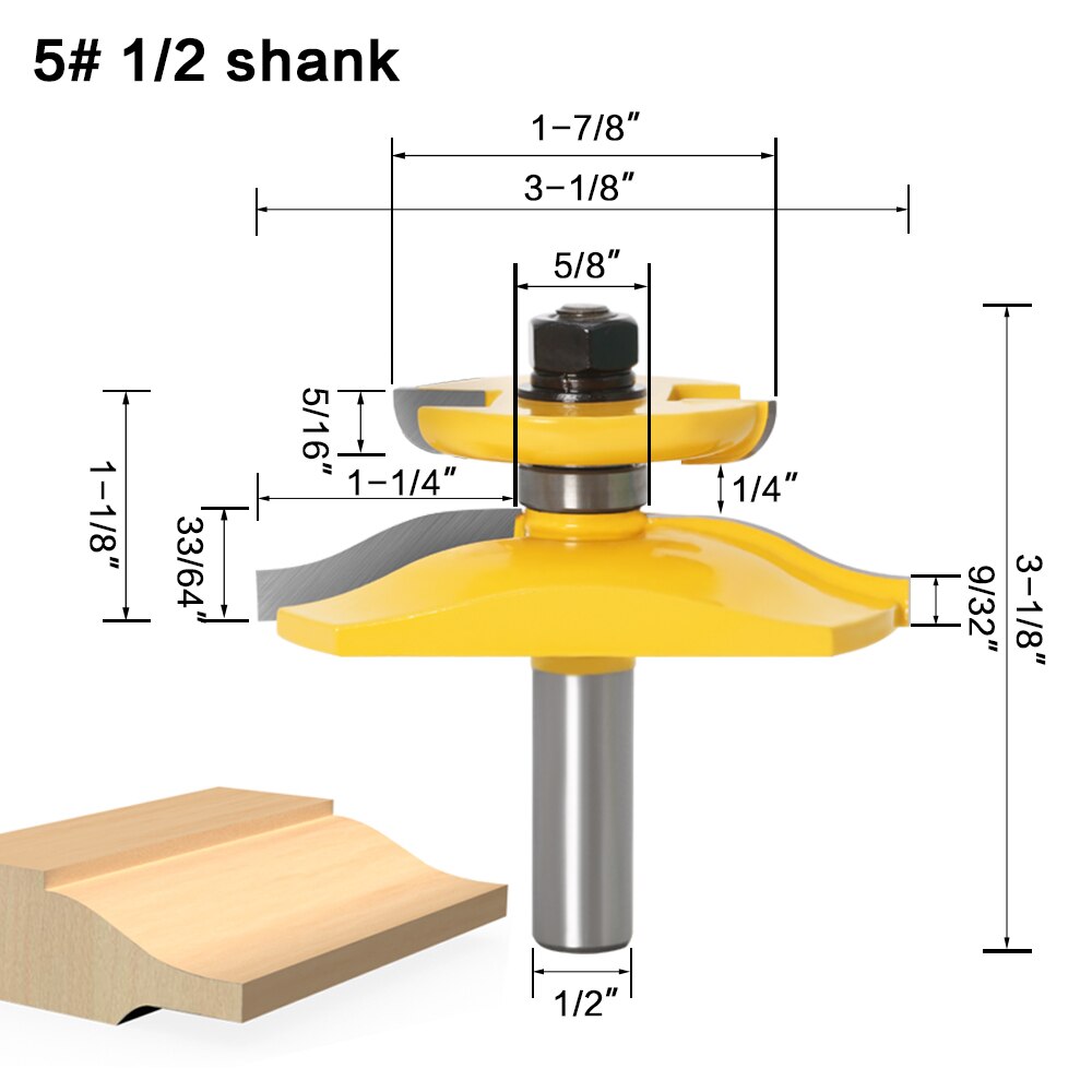 12mm or 12.7mm Shank - Raised Panel Router Bit with Back cutter