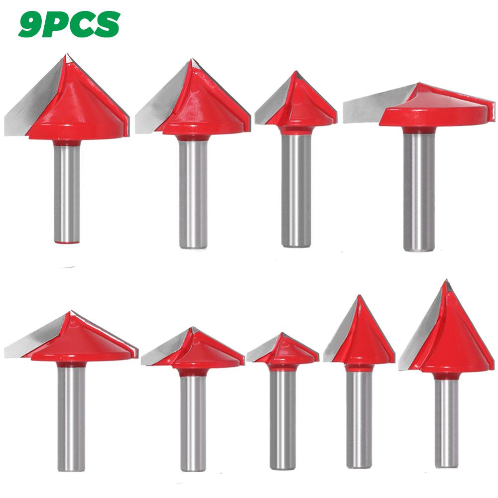 8mm Shank -  V End Mill 3D Router Bits for 60, 90, 120, 150 Degrees