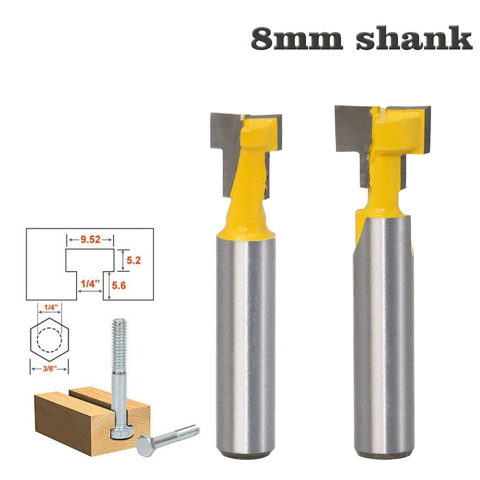 8mm Shank - T-Slot Cutter Router Bit for 1/4" Hex Bot
