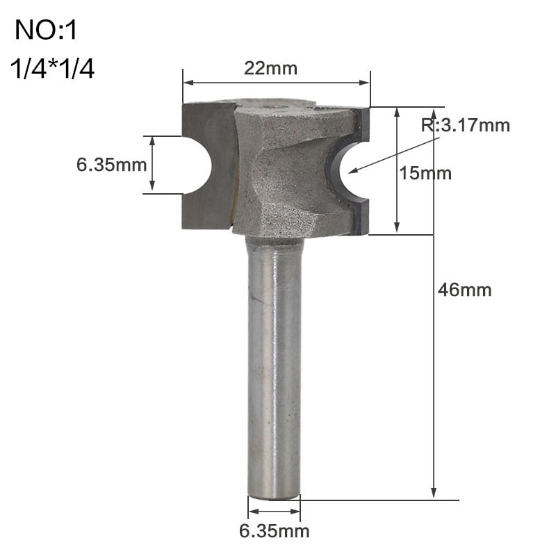 6.35mm - 12.7mm Shank - Half Round Side Cutter Bit Router Bit