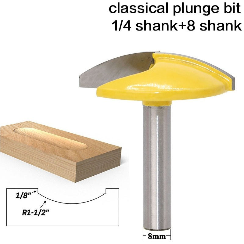 8mm or 6.35mm Shank - Small Bowl Router Bit - 1-1/2" Radius - 1-3/4"